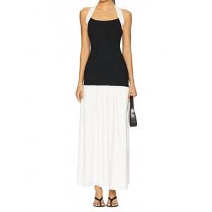 NEW LINE AND DOT kohl mixed media dress in black/white